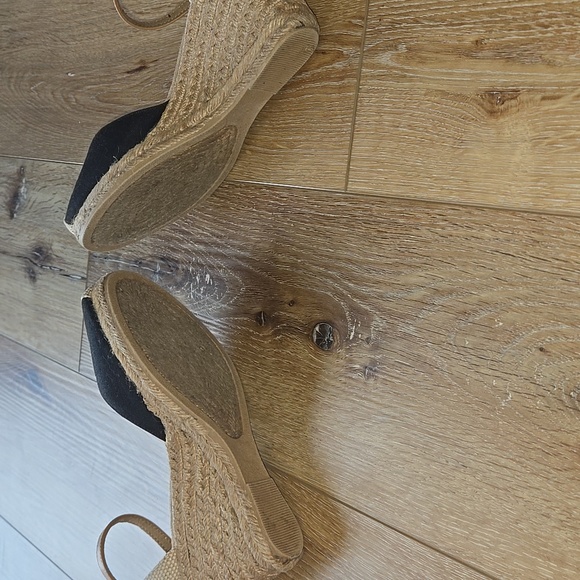 Black and Tan Espadrille Wedge Sandals 6.5 Women Sandals - Picture 10 of 15